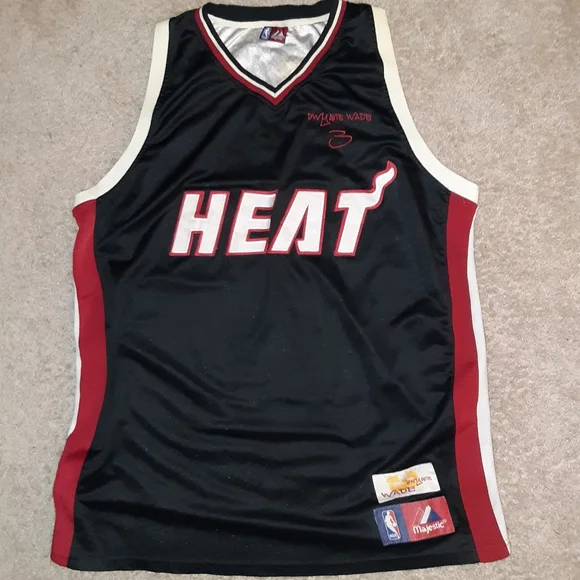 MEN'S MAJESTIC NBA DWAYNE WADE MIAMI HEAT JERSEY - Picture 4 of 10